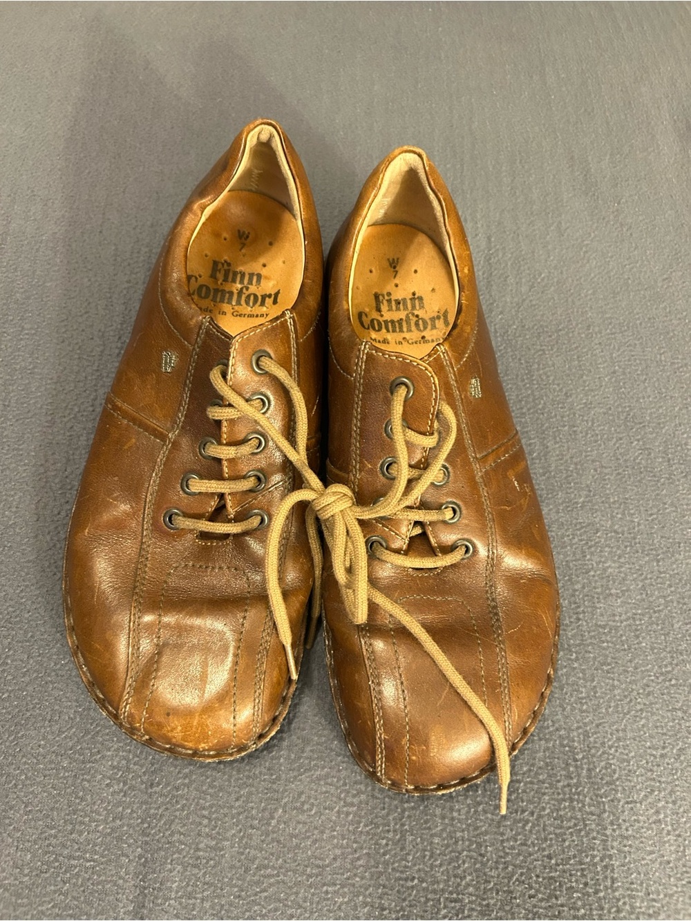 Finn Comfort Men's Tan Brown Leather Casual Lace-Up Shoes